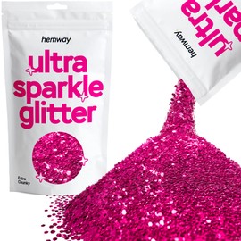 Hemway Premium Ultra Sparkle Glitter Multi Purpose Metallic Flake for Arts Crafts Nails Cosmetics Resin Festival Face Hair - Dark Rose Pink - Extra Chunky (1/24" 0.040" 1mm) 100g / 3.5oz