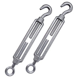 (Pack of 2) Turnbuckle Wire Tensioner M12 Adjustable Turnbuckles Hook and Eye Rope Tension (Pack of 2, M12)
