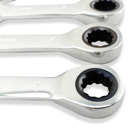 Fxionicon 12mm Stubby Ratchet Spanner, Ratcheting Combination Wrench, Short Fixed-Head High Carbon Steel Open End Spanner, Metric Home Tools