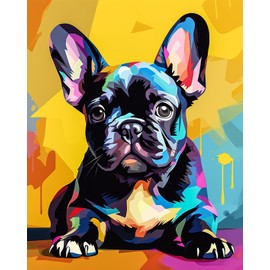 TISHIRON DIY Paint by Numbers French Bulldog Paint by Numbers for Adults Puppies Paint by Numbers for Children on Canvas Painting by Numbers Kit for Adults Beginners 16 x 20 Inches