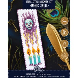 Povitrulya Kit de punto de cruz con diseño de calavera mágica, juego de marcapáginas para bordado a mano