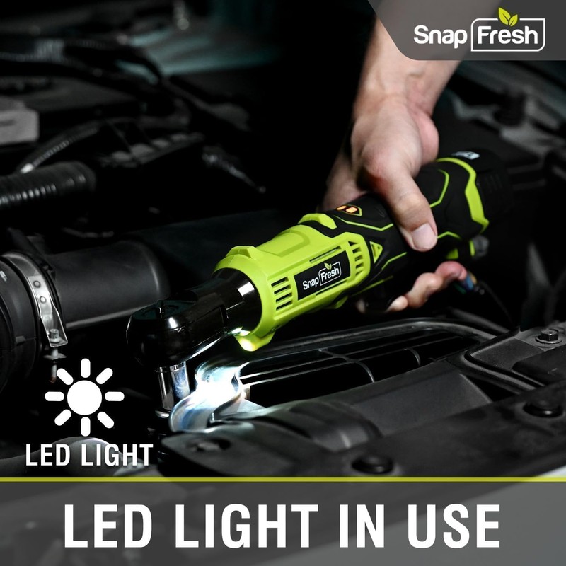 SnapFresh Cordless Electric Ratchet Wrench – 55 ft-lbs Torque, 12V