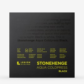 Stonehenge Aqua Black Medium Weight Pad, 140lb, Coldpress, 10 x 10 Inches, 15 Sheets for Wet and Dry Media
