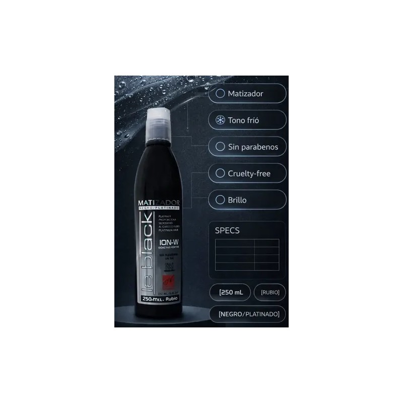 Shampoo Matizador Negro Para Cabello Platinado Sin Sal 250ml