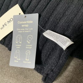 On 34th Women's Wide-Ribbed Solid Knit Scarf, Black, One Size