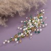 Teyglen Green Crystal Pearl Wedding Headband Handmade Champagne Rhinestone Hair
