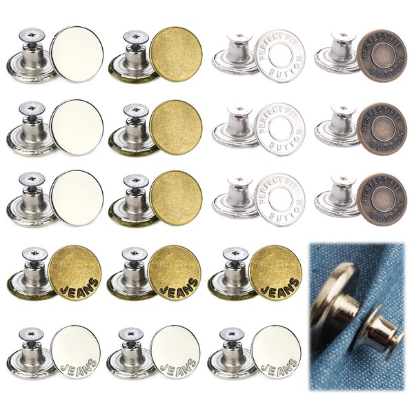 36 Pieces Trousers Replacement Buttons, Jeans Button Without Sewing Replacement