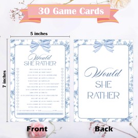 Something Blue Before I Do Would She Rather Bridal Shower Game, Pack of 30 Game Cards, Vintage Bridal Shower Decorations, Wedding Engagement Decor, Bachelorette Party Supplies - KR16