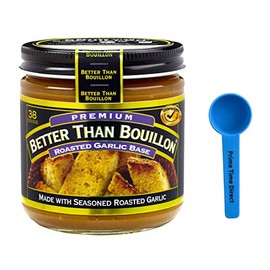 Better Than Bouillon Roasted Garlic Base 8 oz (Pack of 1) Bundle with PrimeTime Direct Teaspoon Scoop with BTB Authenticity Seal