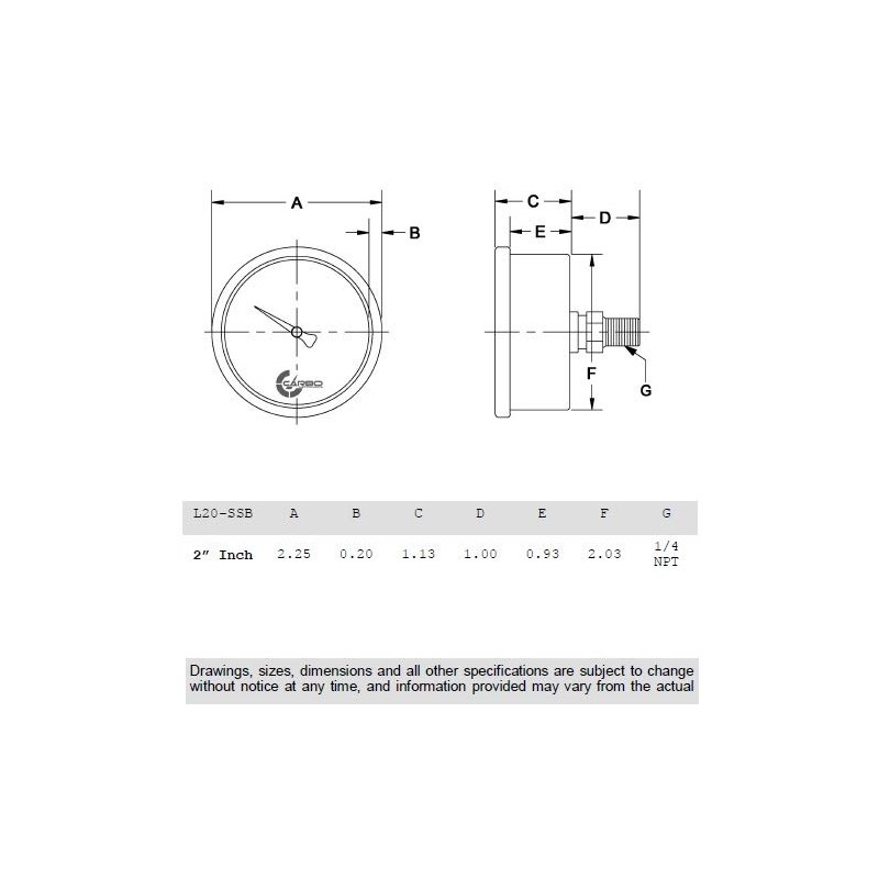 2" Pressure Gauge, Stainless Steel Case, Chrome Plated Brass Connection,