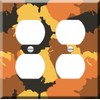 Double Duplex Outlet Cover Wall Plate - Brown and orange