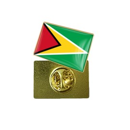 ZPDNURZL Bandera de Guyana oblonga, forma rectangular, pin trasero, hebilla de mariposa o hebilla de cilindro, insignia patriótica, 1x0.67inch/25x17mm, Metal Metal Resina epoxi, resina epoxi