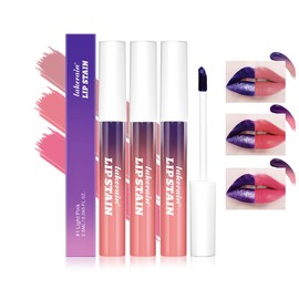 Pakivs 3 Pcs Peel Off Lip Stain Lip Tint Set, Long-Lasting Matte Liquid Lipstick Nude Lip Gloss, Waterproof Non-stick Cup Lip Makeup for Women