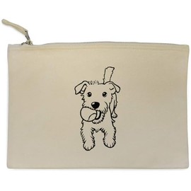 'Jack Russell with Tennis Ball' Canvas Clutch Bag/Accessory Case (CL00044718)