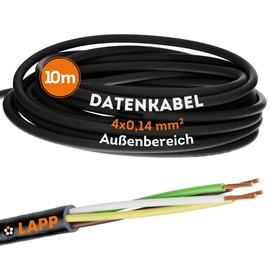 10 m Lapp 1030202 LiYY PVC Control Cable 4 x 0.14 mm² Black I LED Cable 4 Core I Data Line I Signal Cable I Solderable Cable