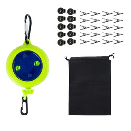 1 Camping Clothesline, Convenient Travel Clothesline, Rotating Storage, Anti Wrapping, Travel Camping Gadget, With 10 Fixing Buckles, 20 Windproof Nails, And 1 Storage Bag.