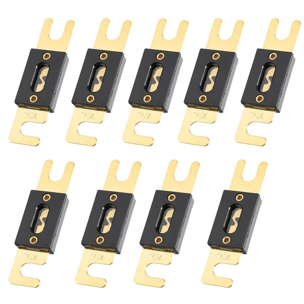 X AUTOHAUX 9pcs 175A Gold Tone Plated ANL Fuse Universal
