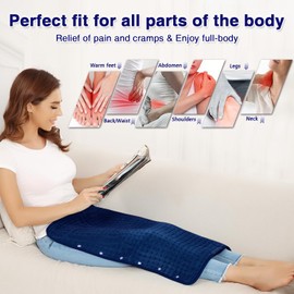 Electric Foot Warmer & Heating Pad 2 in 1, JOBYNA Extra Large Heat Therapy Pad for Pain Relief with Belt, 30-70°C & 10-90min Adjustable for Home and Office (45 x 70 cm)