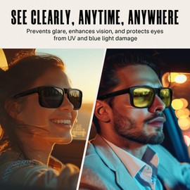 YOZISS Polarised Sunglasses for Men, UV400 Protection Sports Glasses for Men Women, Ultralight Sports Sunglasses for Outdoors, Driving, Boating, Fishing, Golf, 2 pieces: black/yellow