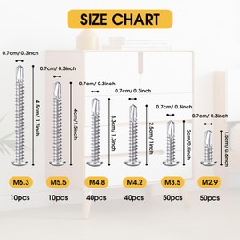 Pack of 200 self-tapping screws, stainless steel screws, assortment kit, stainless steel self-tapping self-tapping screws, self-drilling screws set M2/M3/M4/M5/M6
