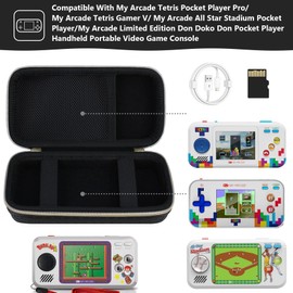 Supmay Hard Travel Case for My Arcade Tetris Pocket Player Pro, Strategic Puzzle Games, Portable Video Game System Handheld Game Protection Case with Mesh Pocket for Batteries and USB Cable, Black