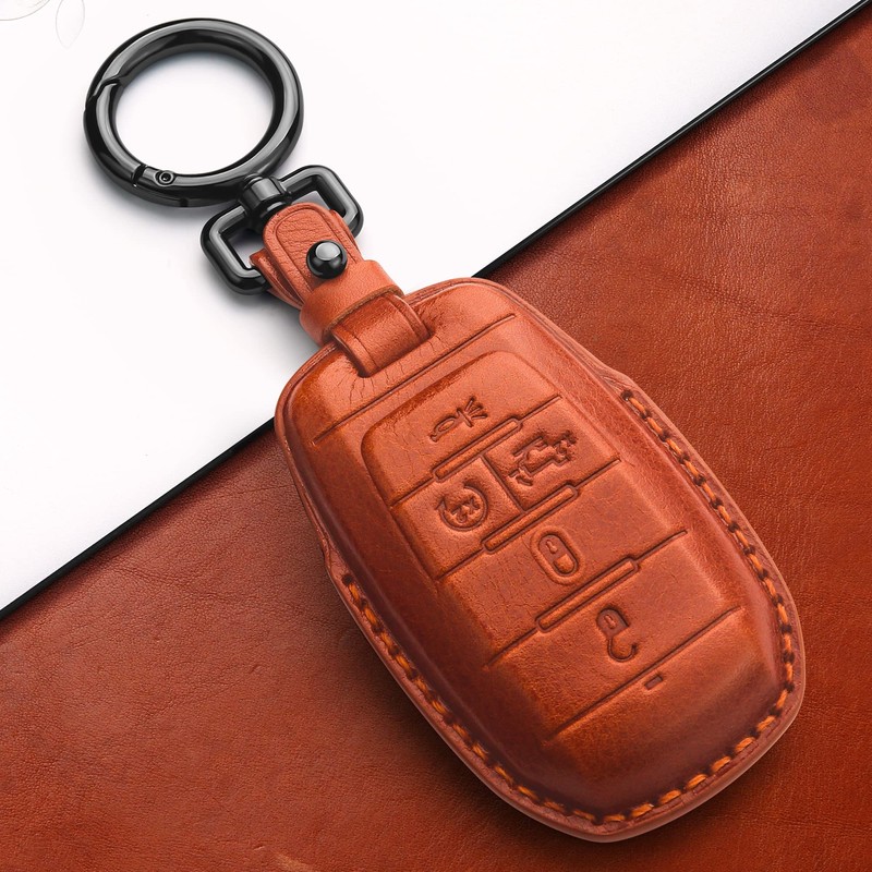 Tukellen for Dodge Key Fob Cover Genuine Leather Key Case