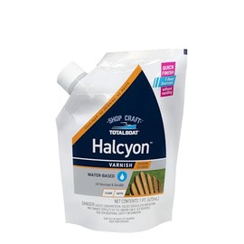 TotalBoat Halcyon - Barniz marino a base de agua | Acabado de poliuretano de secado rápido para madera para barcos, muebles de exterior y carpintería | Satén transparente, pinta