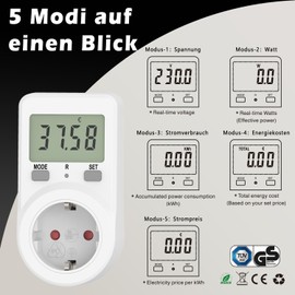 Awootsv Electricity Meter for Socket Power Meter Socket, Energy Cost Meter Awootsv, Power Consumption Meter KWH Watt Electricity Meter for Socket Current Meter Socket (Pack of 2)