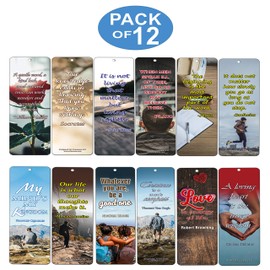 Creanoso Life Inspirational Sayings Quotes Bookmarks (12-Pack) – Premium Gift Set – Awesome Bookmarks for Bookworm – Six Bulk Assorted Bookmarks Designs
