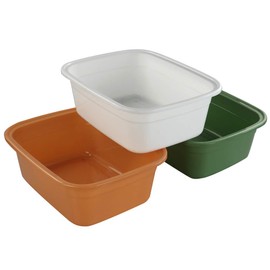 Cadine Pack of 3 Plastic Washing-Up Bowls, Rectangular Washing Up Bowl, White, Orange, Green