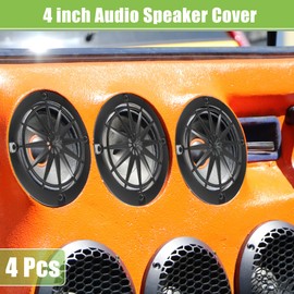A ABSOPRO 4 Inch Car Speaker Grille Cover Round with Screws Black - Pack of 4