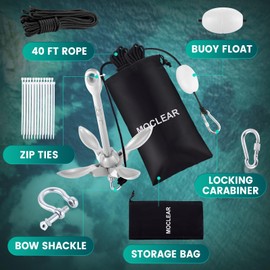 Moclear Kayak Anchor Kit, 3.5 lb Folding Grapnel Boat Anchor for Small Boat, Paddle Board, Canoe, SUP, Jet Ski (Silver)