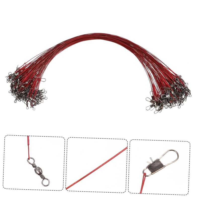 KOMBIUDA Bite-Resistant Fishing Wire Trace Leaders 100 Pieces Swivel Snap