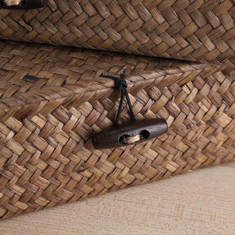 Sumnacon Set of 2 Seagrass Storage Basket Handmade Weave Hamper