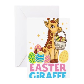 CafePress Cute Giraffee Easter Egg Basket Boy Greeting Cards Greeting Card (20-pack), Note Card with Blank Inside, Birthday Matte