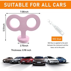 Ohleats Car Wind Up Key Sticker, 3D Sticker Wind Up Rolling Key, Auto Cute Clockwork Wind Up Key for Back of Car Roof Decoration, Universal Exterior Decor Car Accessories (Pink)