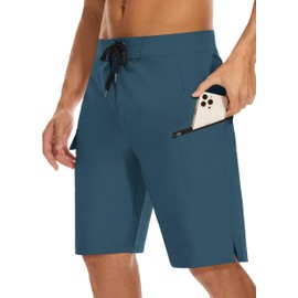 MIVEI Mens 22" Board Shorts No Lining with Zipper Pockets Extra Long Bathing Suit Bottoms Swim Shorts Trunks Quick Dry UPF50+