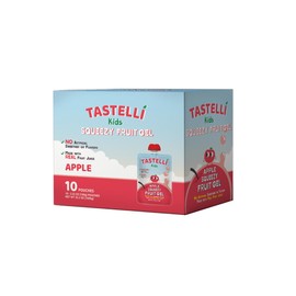 Tastelli Kids Squeezy Fruit Gel (APPLE) No Artificial Sweetener or Flavors, Made with REAL Fruit Juice, Fiber-Rich Prebiotic Gut Support, Vitamin C & D, Vegan, Gluten Free (Pack of 10)