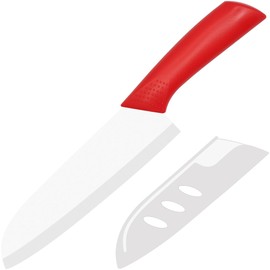 Rynal Ceramic Knife - 7 inch Chef's Santoku Knife - Sharp Ceramic Kitchen Knife with Sheath Cover