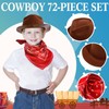 Hillban 72 Pack Cowboy Hat and Bandana Set, 36 Cowboy
