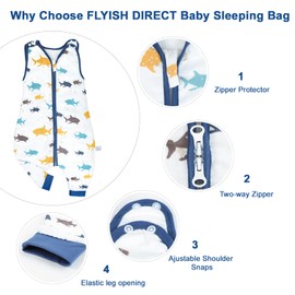 FLYISH DIRECT Baby Sleeping Bag with Feet, 0.5 tog Baby Sleeping Bag with Feet, Muslin Sleeping Bag with Legs for Baby, 70% Bamboo Viscose + 30% Cotton, M/83 cm, for 85-100 cm