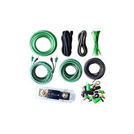SoundBox 4 Gauge Amplifier Wiring Complete Kit, Extra Long 20 Foot Power & RCA Cables - Green