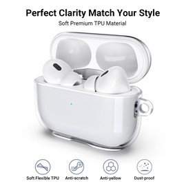 iXTRA Crystal Clear AirPods Case Cover for Airpods Pro 2nd Generation 2022 with Keychain Shockproof Micro-Dot TPU Case Transparent Protective AirPods Pro Case for Men Women, Support Wireless Charging