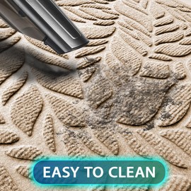 Bulijojo Front Door Mat Entrance,Durable Heavy Duty Welcome Mat,Thick Absorbent Natural Rubber Non Slip Mat,Sturdy Entryway Beige Leaves 17x30