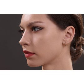 Premium Earrings Made of 925 Sterling Silver Gold-Plated Sparkling Hoop Earrings for Women/Girls, Sterling Silver, 0