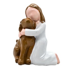Angel Dog Figurines Dog,Moderns Girl Hold Dog Decorations,Love Dog Figurines Statues,Dog Friendship Pet,Resin Sculpture Figure Pet Memorials,For Sculpted Hand-Painted Figures Dog Lovers