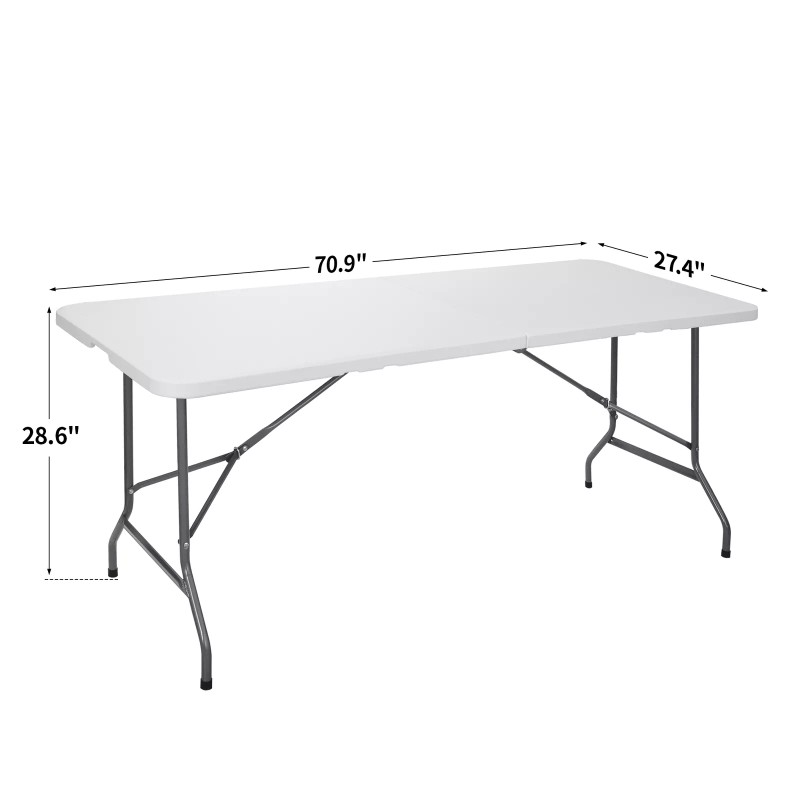 segawe 6FT Plastic Folding Table Portable Fold-in-Half Utility Picnic Table