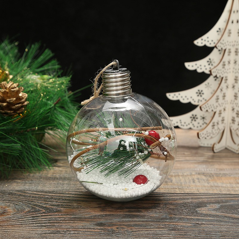 6Pcs Shining Christmas Balls with LED Light Pendants Refillable Ball