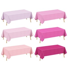 Just Shimmer 12 Pieces Pink Series Rectangle Tablecloth, 54x72 Solid Color Waterproof & Spillproof Disposable Plastic Table Cover, Durable Party Tablecloth for Dining, Buffet, Picnic, Outdoor Events