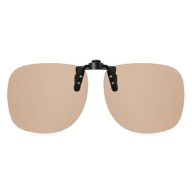 TINHAO Clip-on Sunglasses, Polarized Lens, UV400, Flip-up Glasses, For Driving, Outdoors, Lightweight, Brown Dimmable